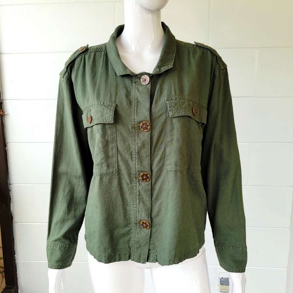 Time and Tru Utility Field Jacket Green Women's‎ M 8-10 Safari Core Cargo Earthy